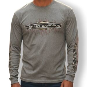 Vintage Harley-Davidson Men's Long Sleeve Shirt in Gray